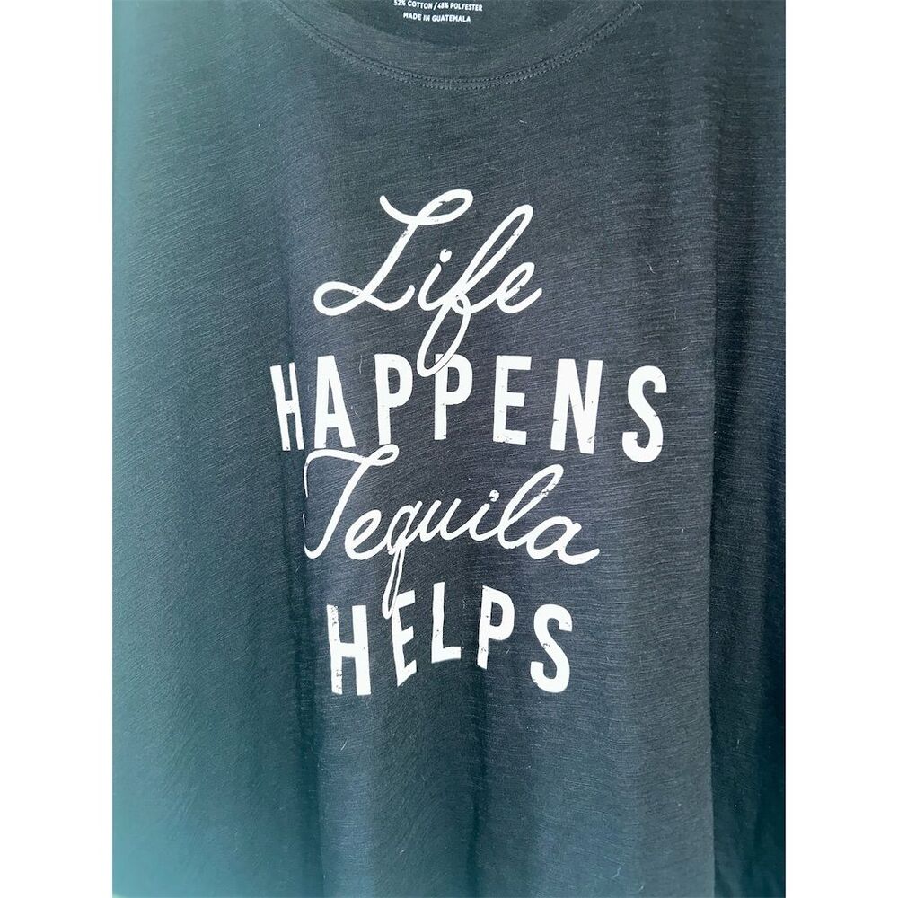 Torrid Women's Plus Size 5 Black "Life Happens Tequila Helps" T-Shirt - Picture 2 of 5